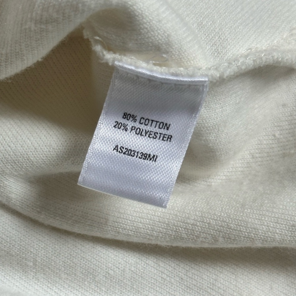 Amber Sun Cream Terry V-Neck Pullover w/ Gold Zip Pockets Size M - Picture 7 of 9